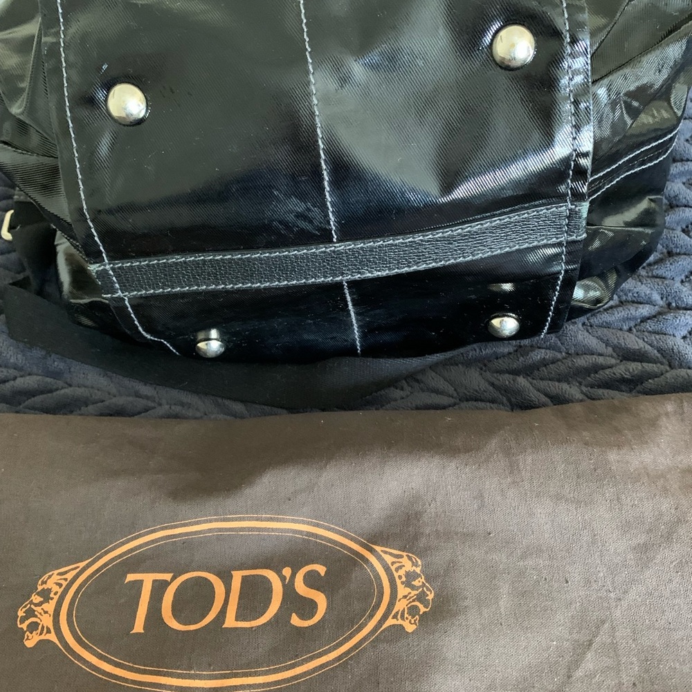 TOD’S G-Line Sacca Black Patent Leather Tote Crossbody Bag with Dust Bag - Picture 3 of 14